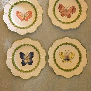 Vintage Vietri Italian Boxwood Butterfly Plates - set of 4